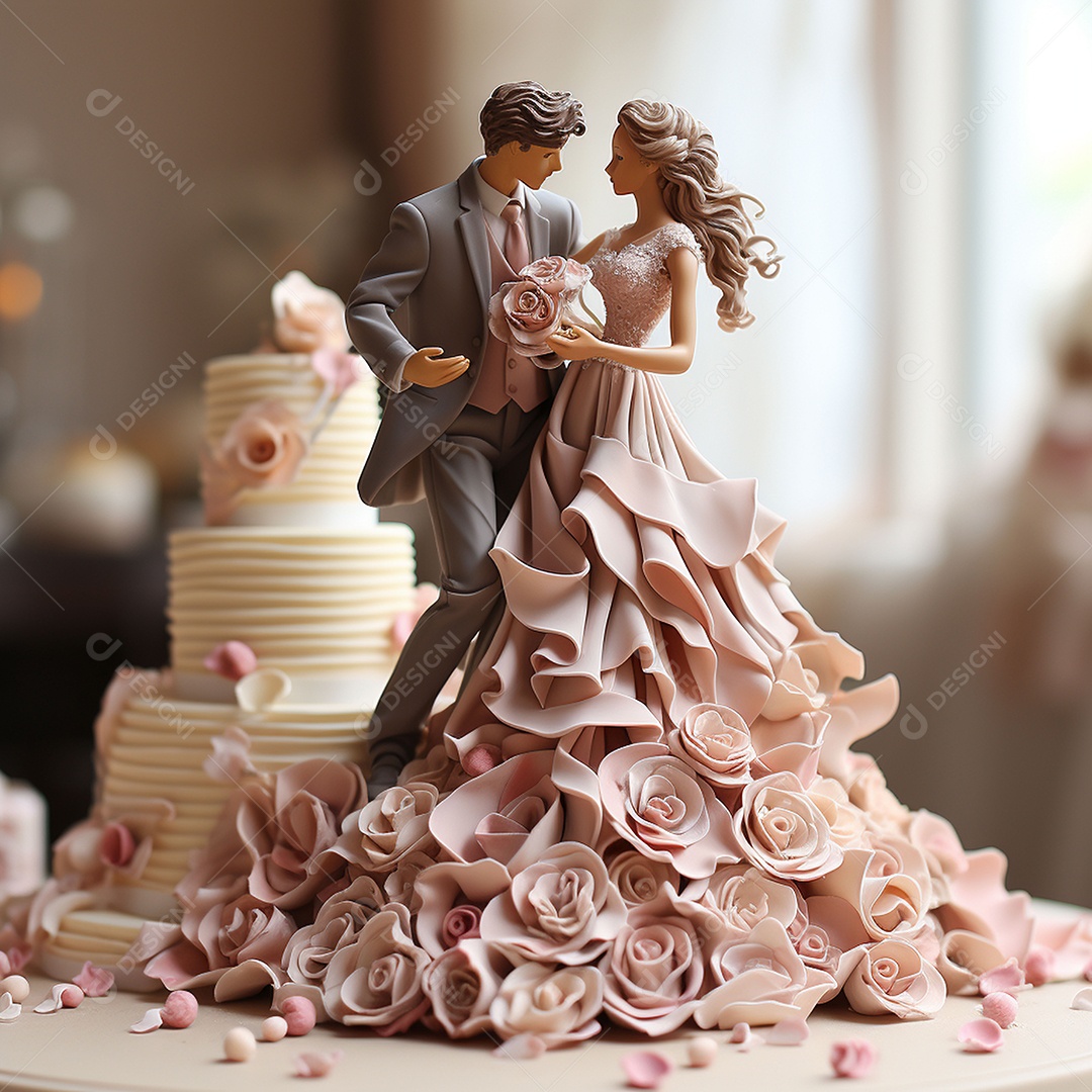 Um bolo de casamento com um lindo casal