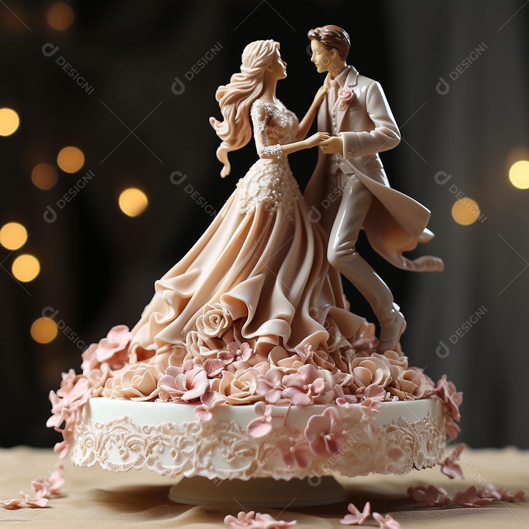 Um bolo de casamento com um lindo casal