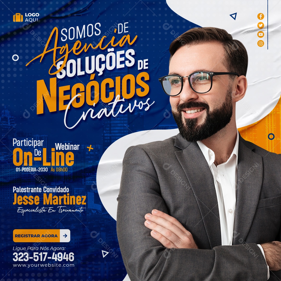 Social Media Soluções De Negócios Criativos PSD Editável