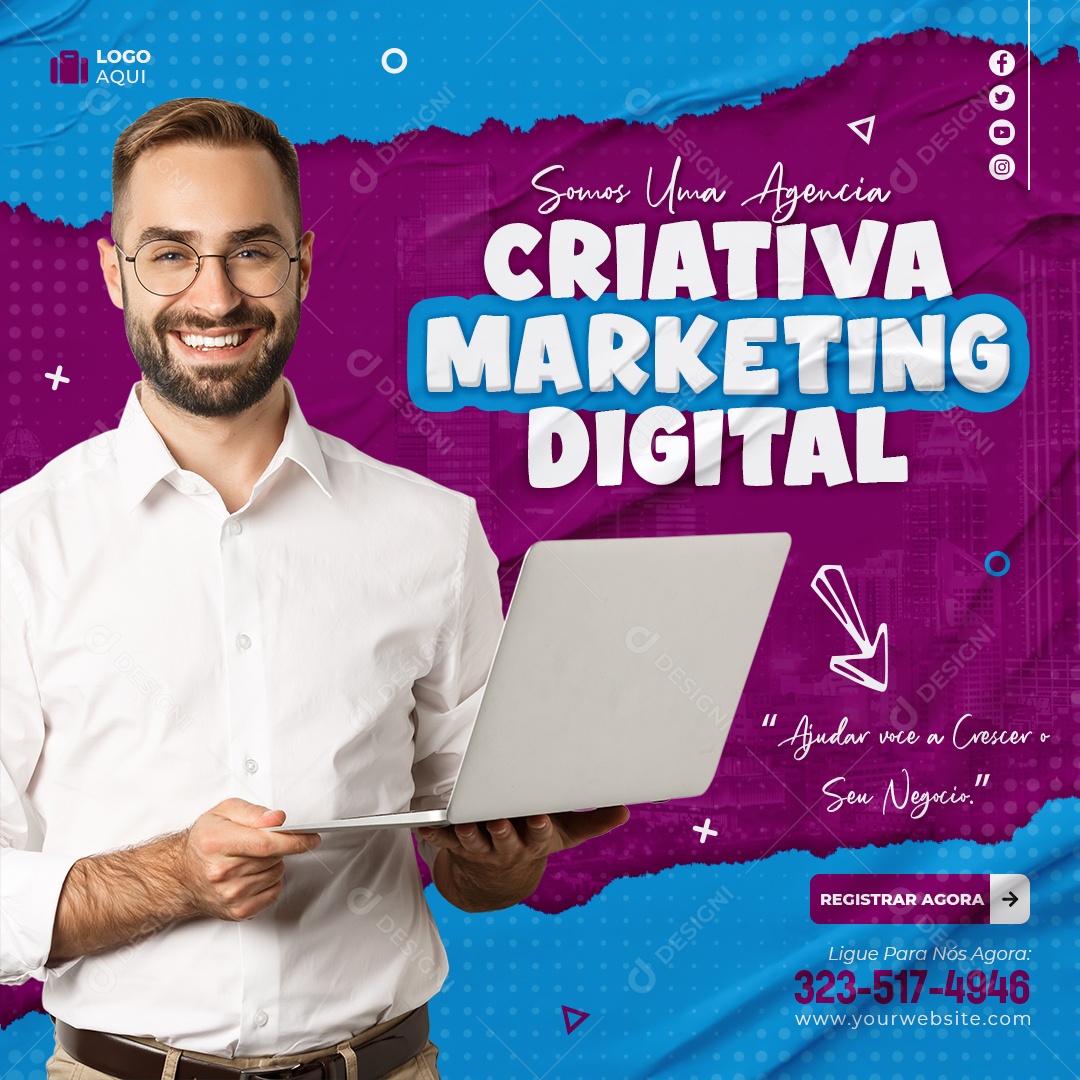 Ajudar Você a Crescer Seu Negócio Social Media PSD Editável