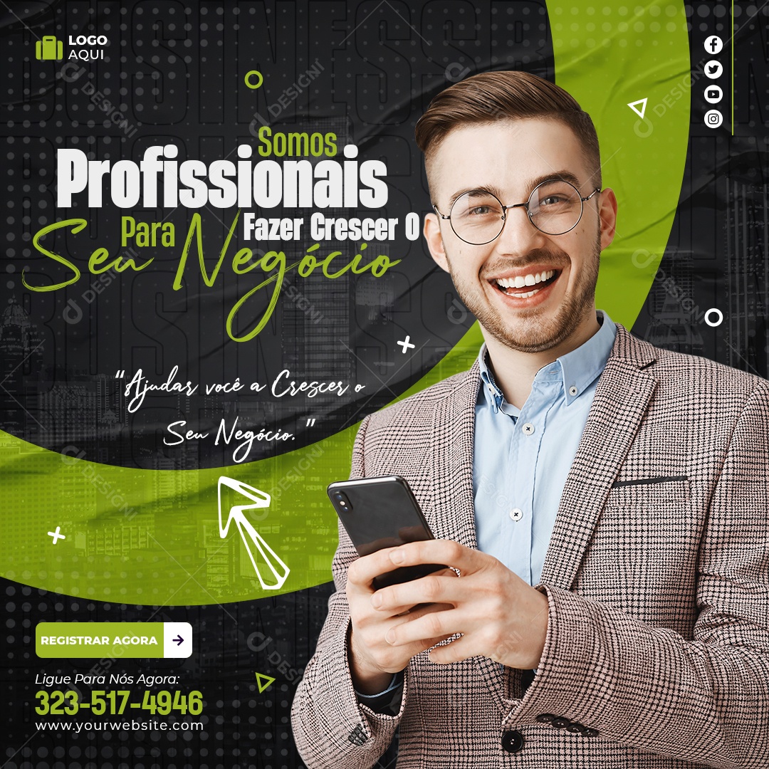 Fazer o Seu Negócio Marketing Digital Social Media PSD Editável