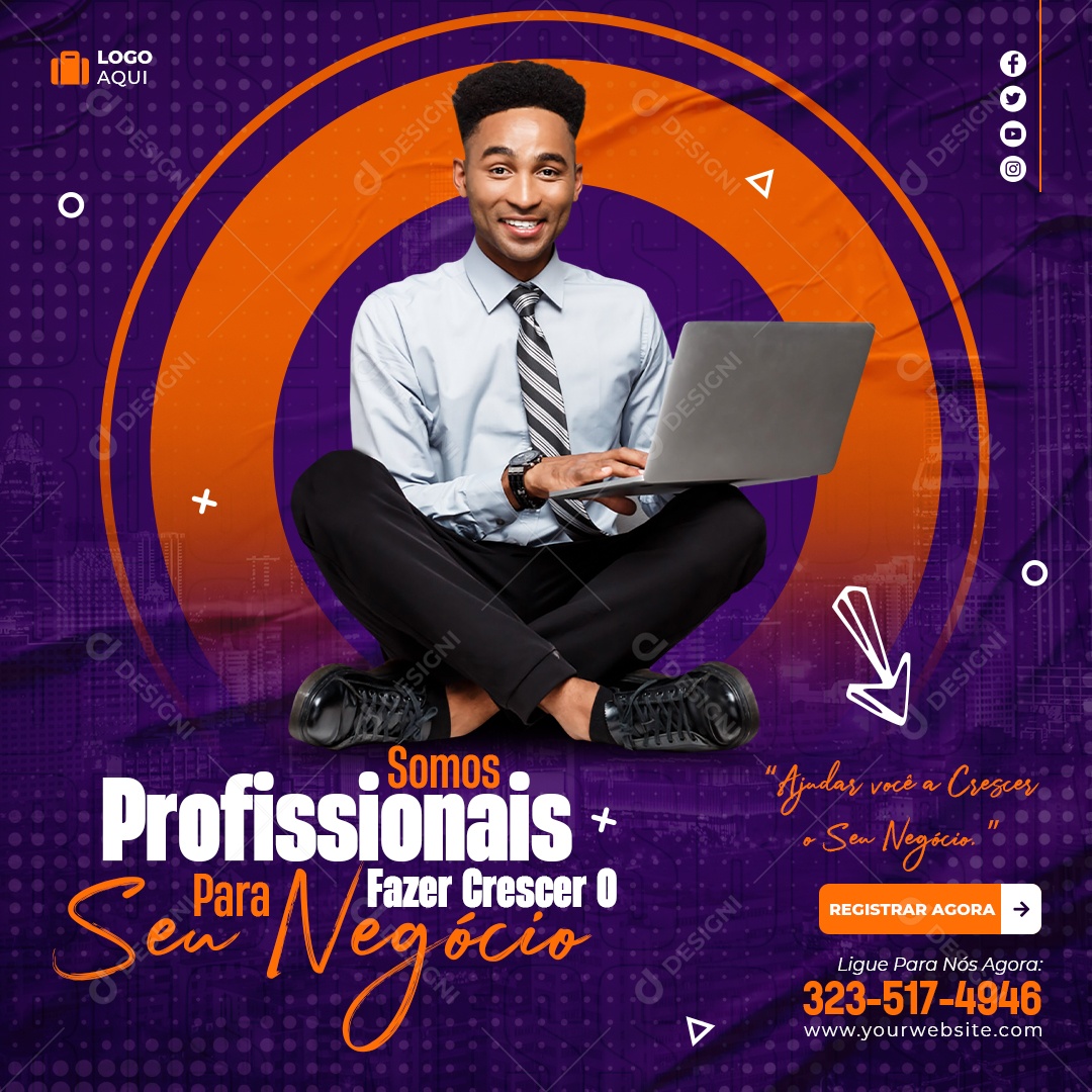 Social Media Somos Profissionais Fazer Crescer o Seu Negócio PSD Editável