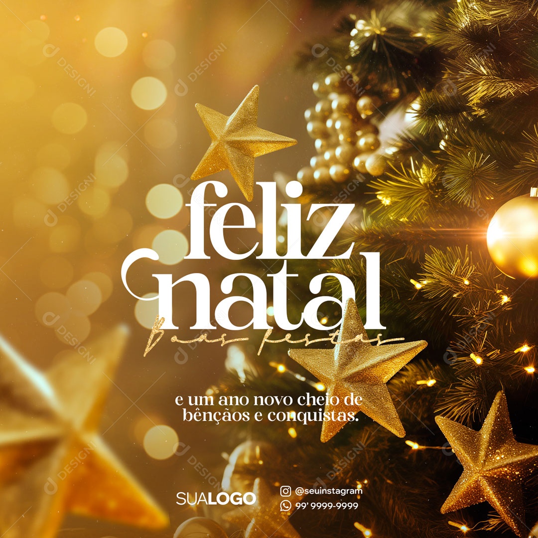 Social Media Feliz Natal Boas Festas Cheio De Bênçãos PSD Editável