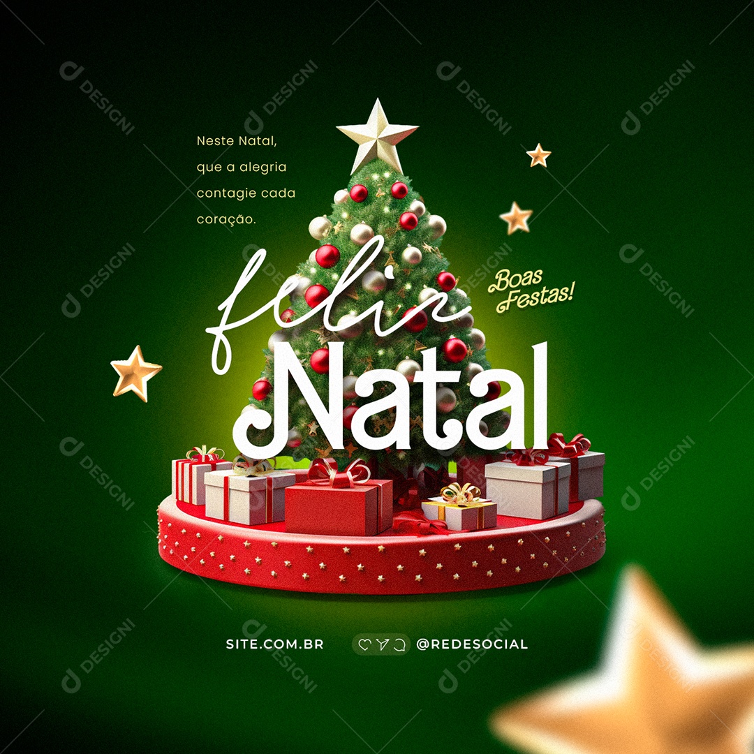 Feliz Natal Boas Festas que a Alegria Contagie Cada Coração Social Media PSD Editável
