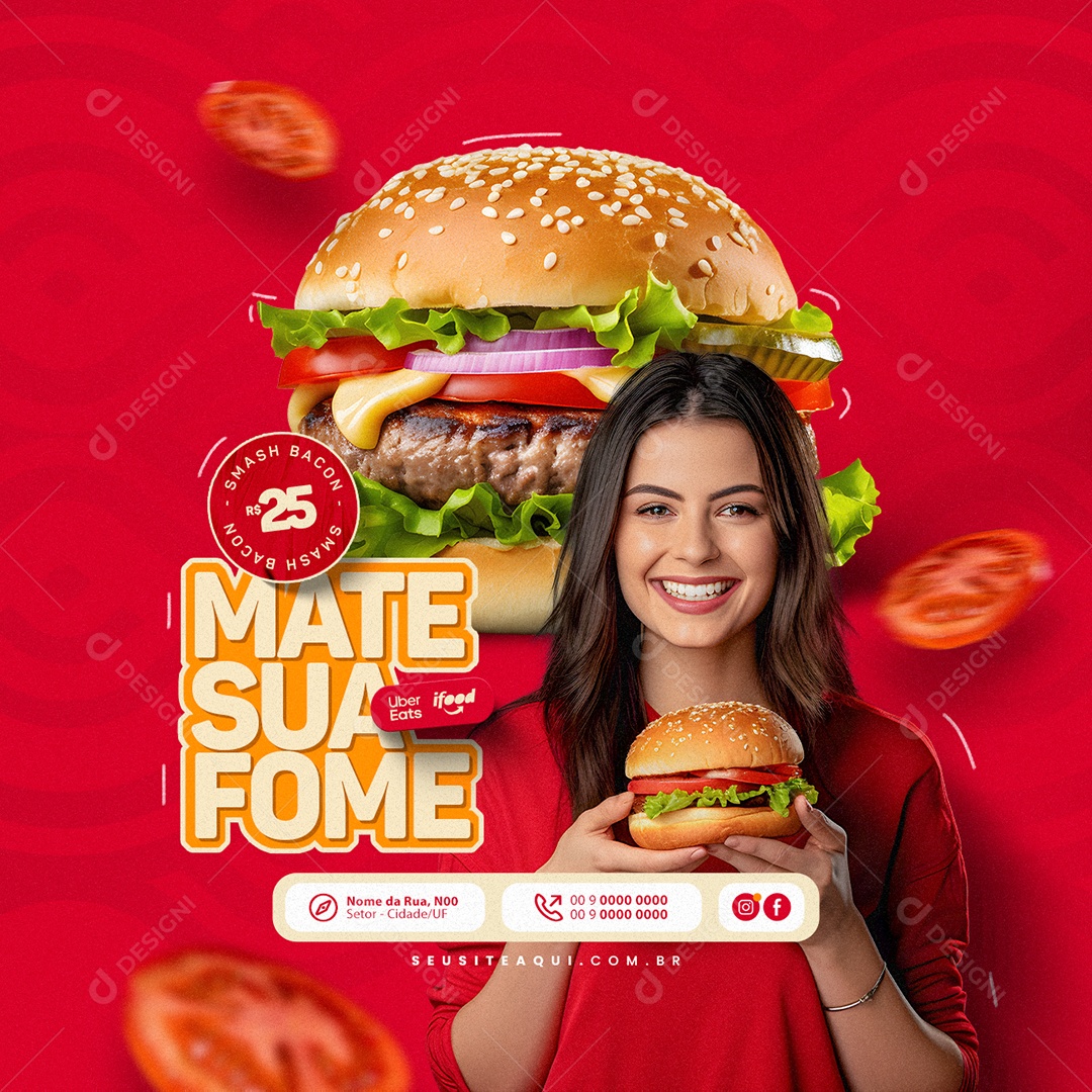 Hamburgueria Mate sua Fome Social Media PSD Editável