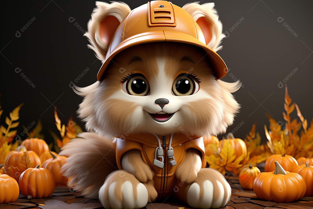 Leão fofo de Halloween em um fundo lindo