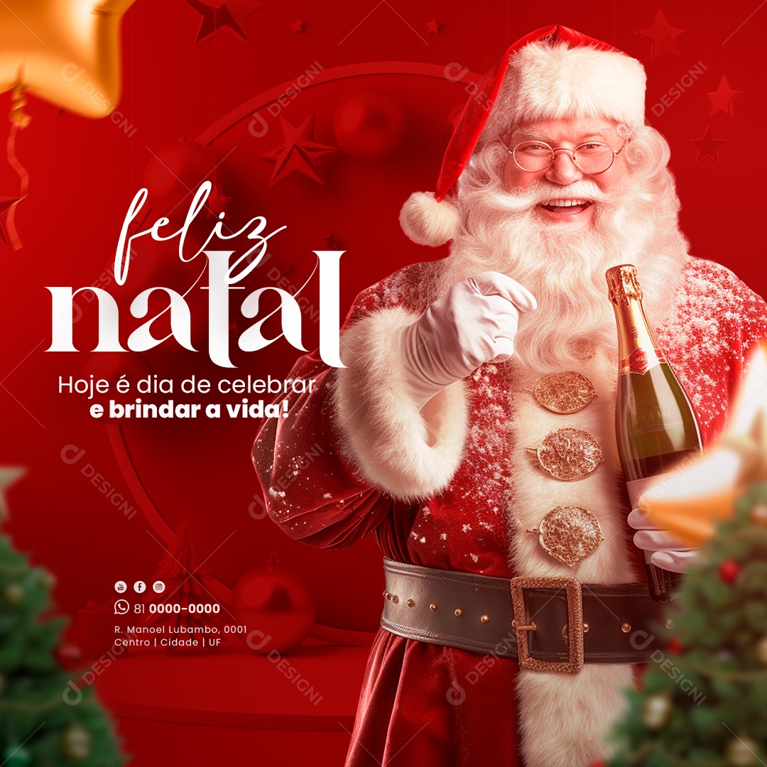 Hoje é Dia De Celebrar a Vida Feliz Natal Social Media PSD Editável