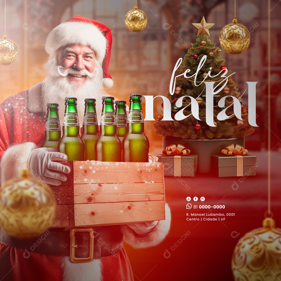 Social Media Feliz Natal Bebidas PSD Editável
