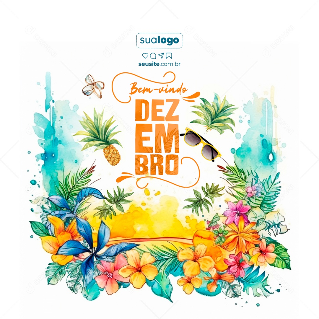 Bem Vindo Dezembro Social Media PSD Editável