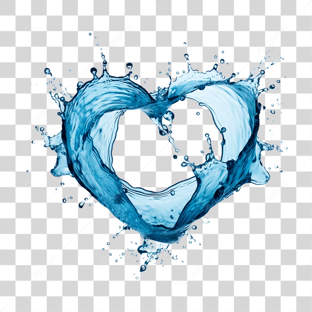 Coração Feito de Água PNG Transparente