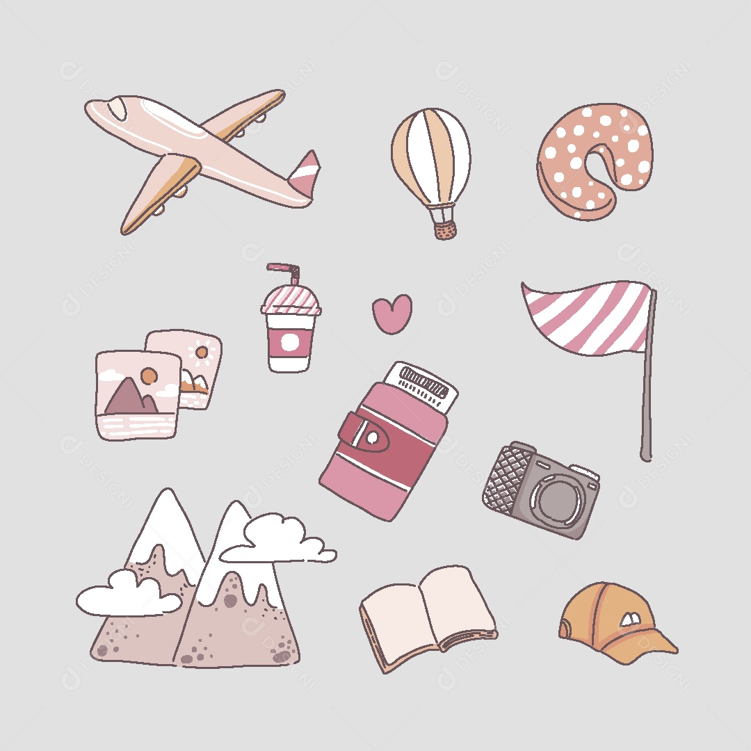 Ícones de Viagens Ilustração Vetor EPS