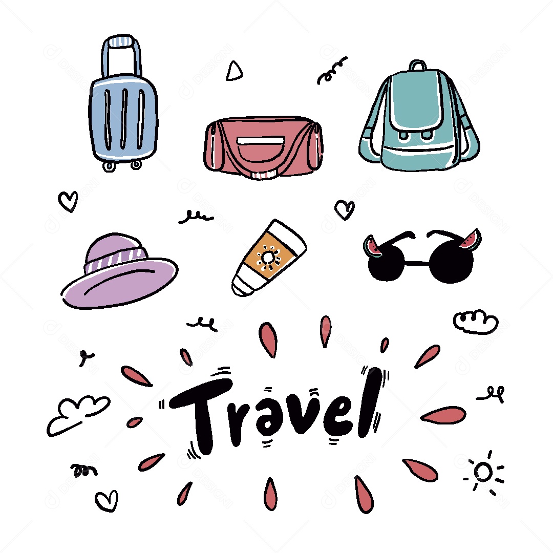 Ícones de Viagens Ilustração Vetor EPS