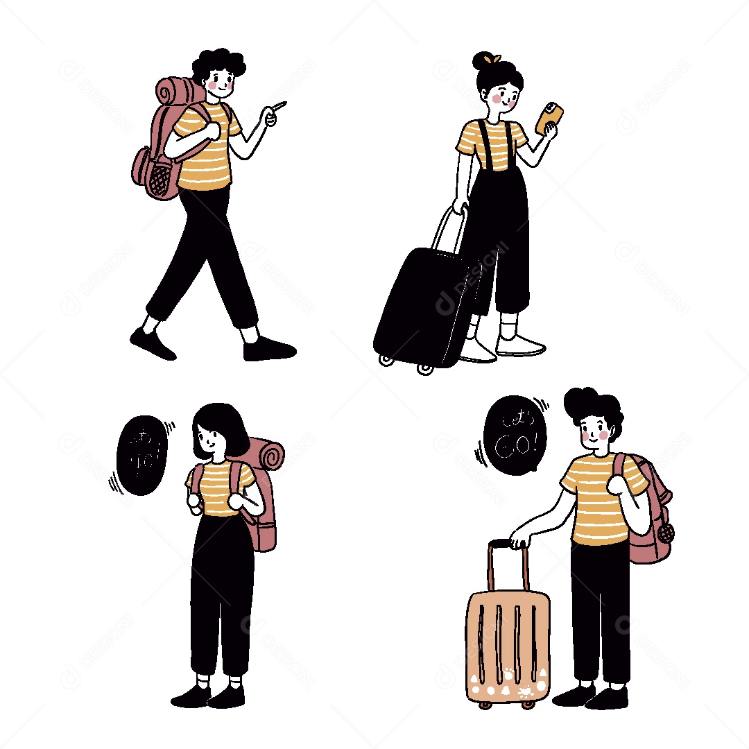 Personagens Viajando Ilustração Vetor EPS