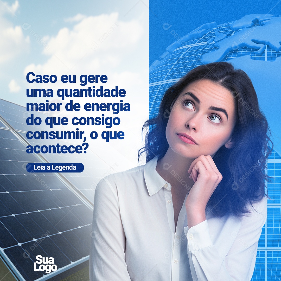 Energia Solar Caso eu Gere uma Quantidade Maior de Energia do Que Consigo Consumir Social Media PSD Editável