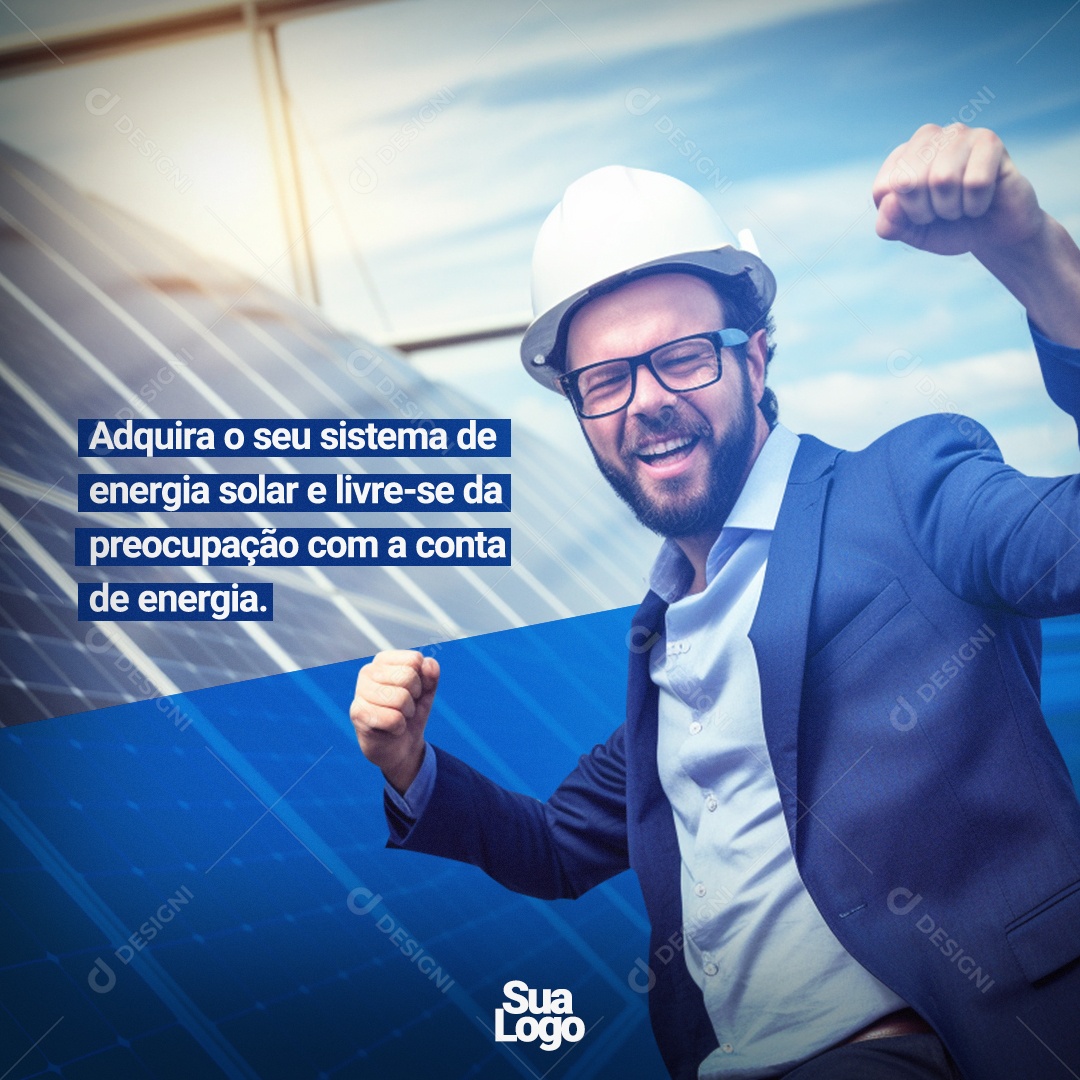 Adquira o seu Sistema de Energia Solar e Livre se Da Preocupação Com a Conta de Energia Social Media PSD Editável