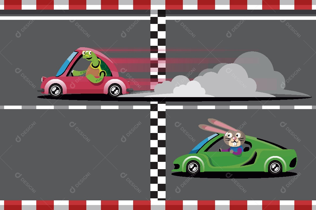 Animais em Carros de Corrida Ilustrações Vetor EPS