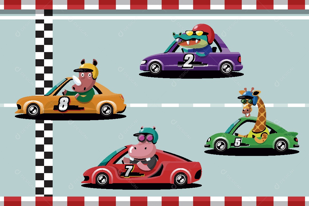 Animais em uma Corrida Ilustrações Vetor EPS