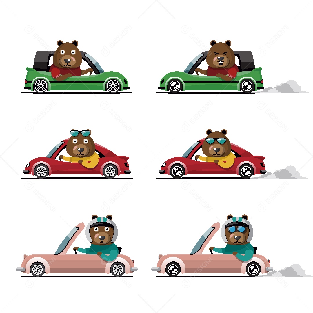Urso Motorista Ilustrações Vetor EPS