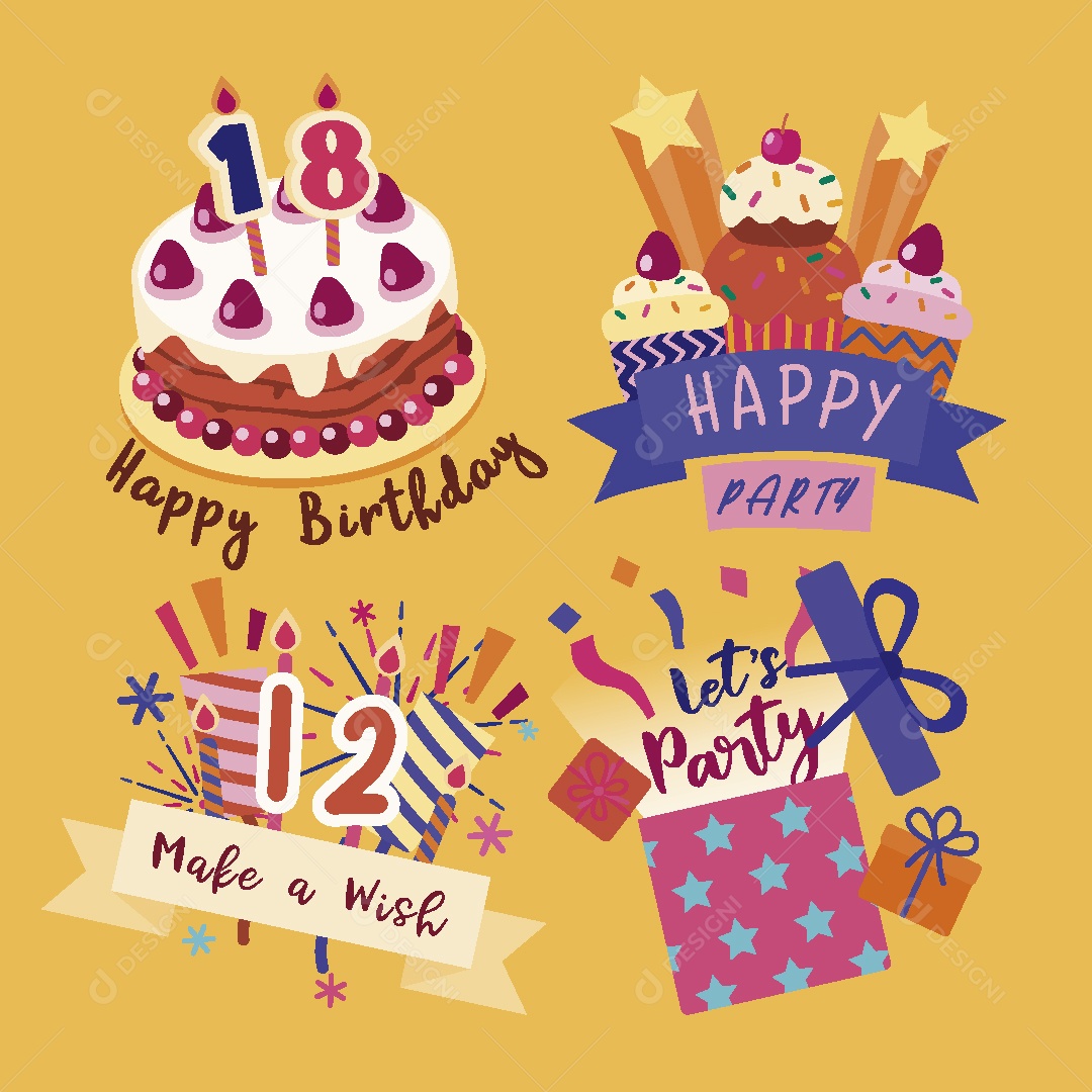 Feliz de Aniversario Ilustração Vetor EPS