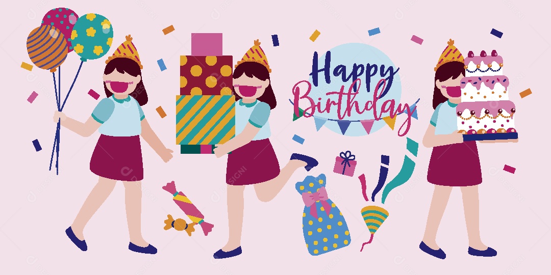 Feliz de Aniversario Ilustração Vetor EPS