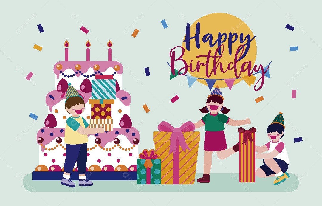 Feliz de Aniversario Ilustração Vetor EPS