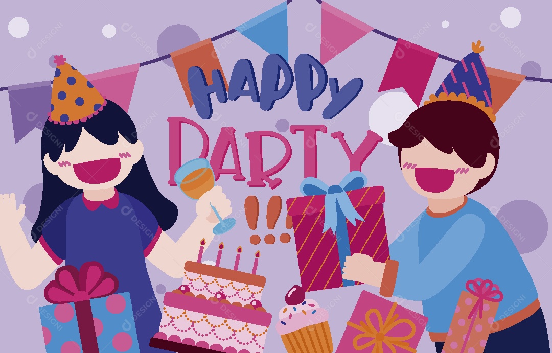 Festa de Aniversario Ilustração Vetor EPS