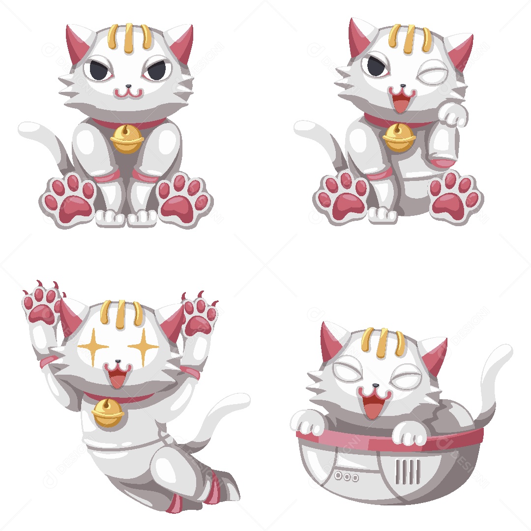 Gato Robô Ilustração Vetor EPS