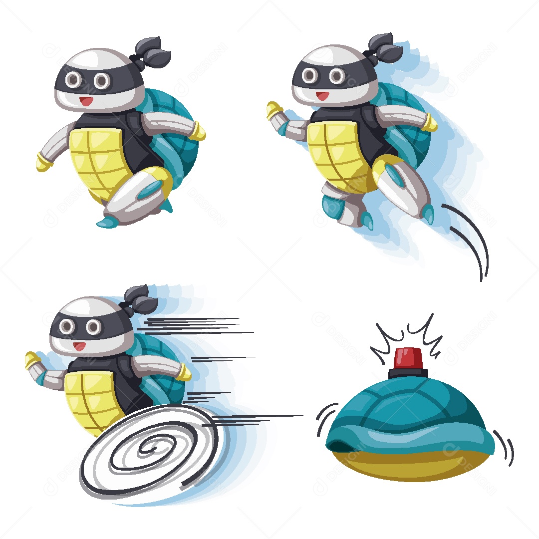 Robô Tartaruga Ilustração Vetor EPS