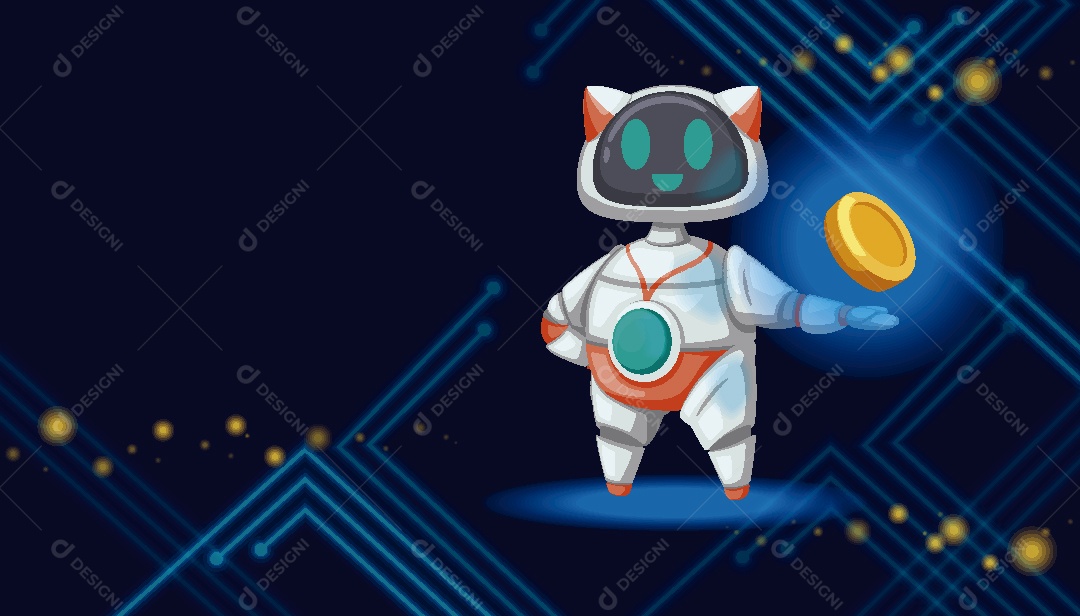 Robô Futurista Ilustração Vetor EPS