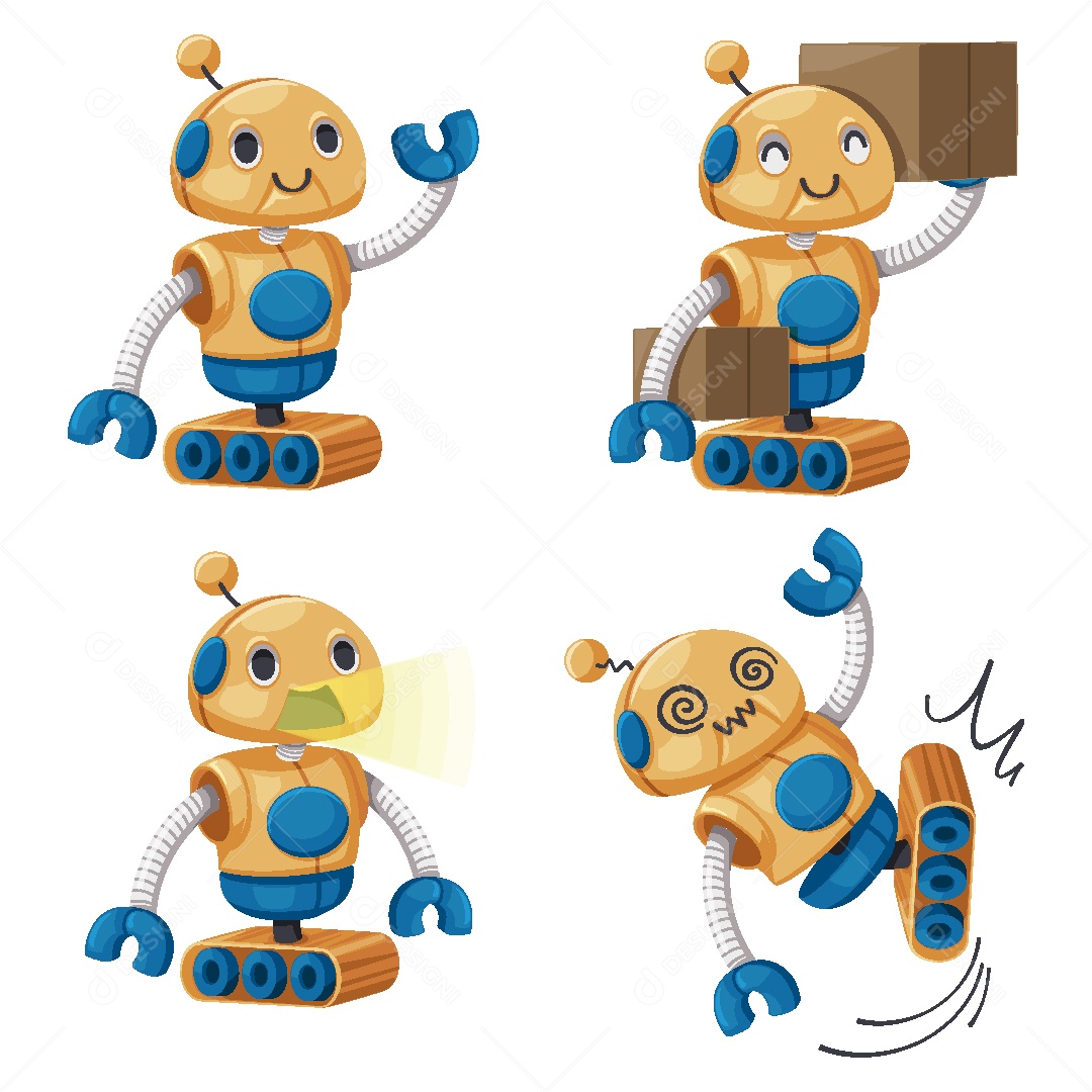 Robô Entregador Ilustração Vetor EPS