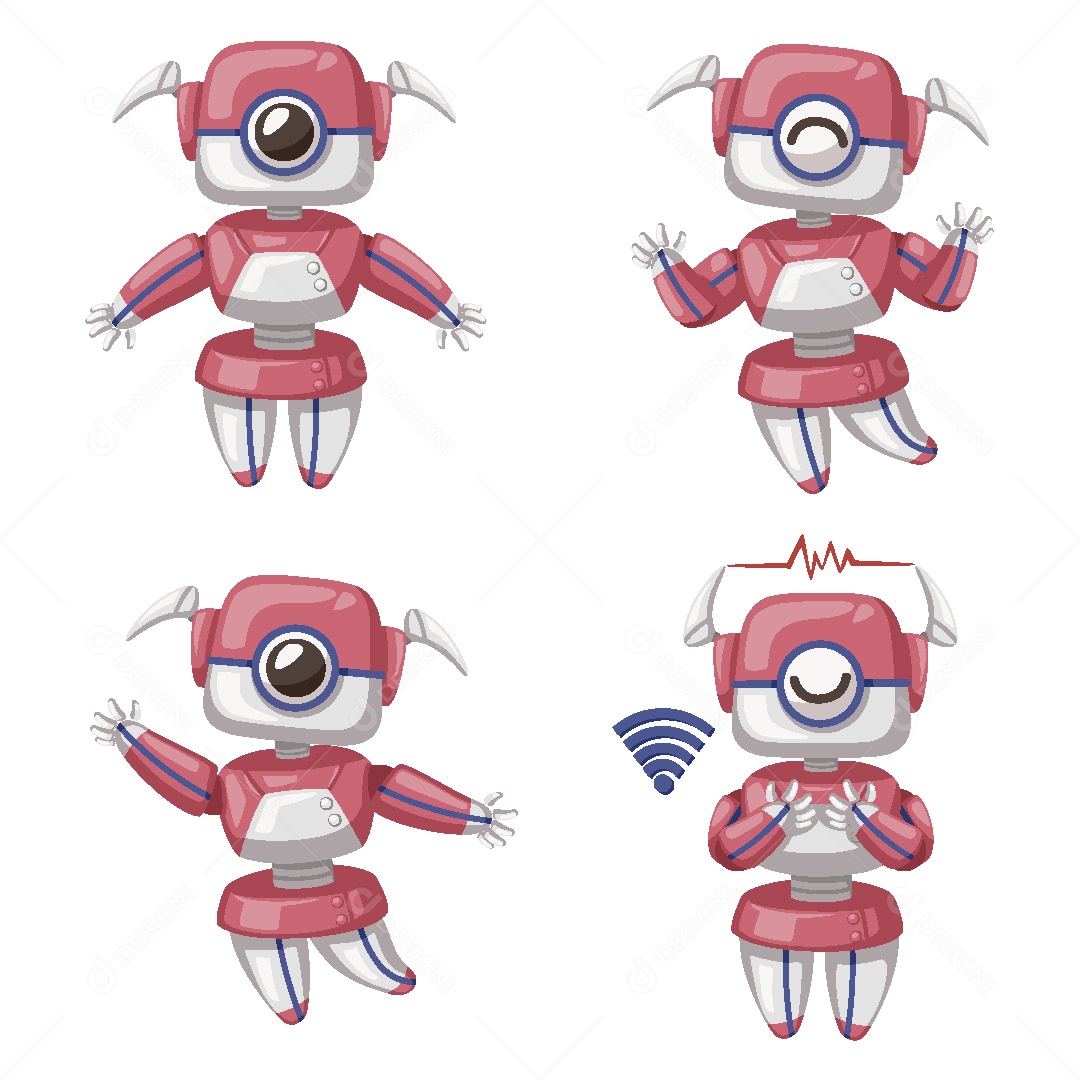 Robô Feminina Ilustração Vetor EPS