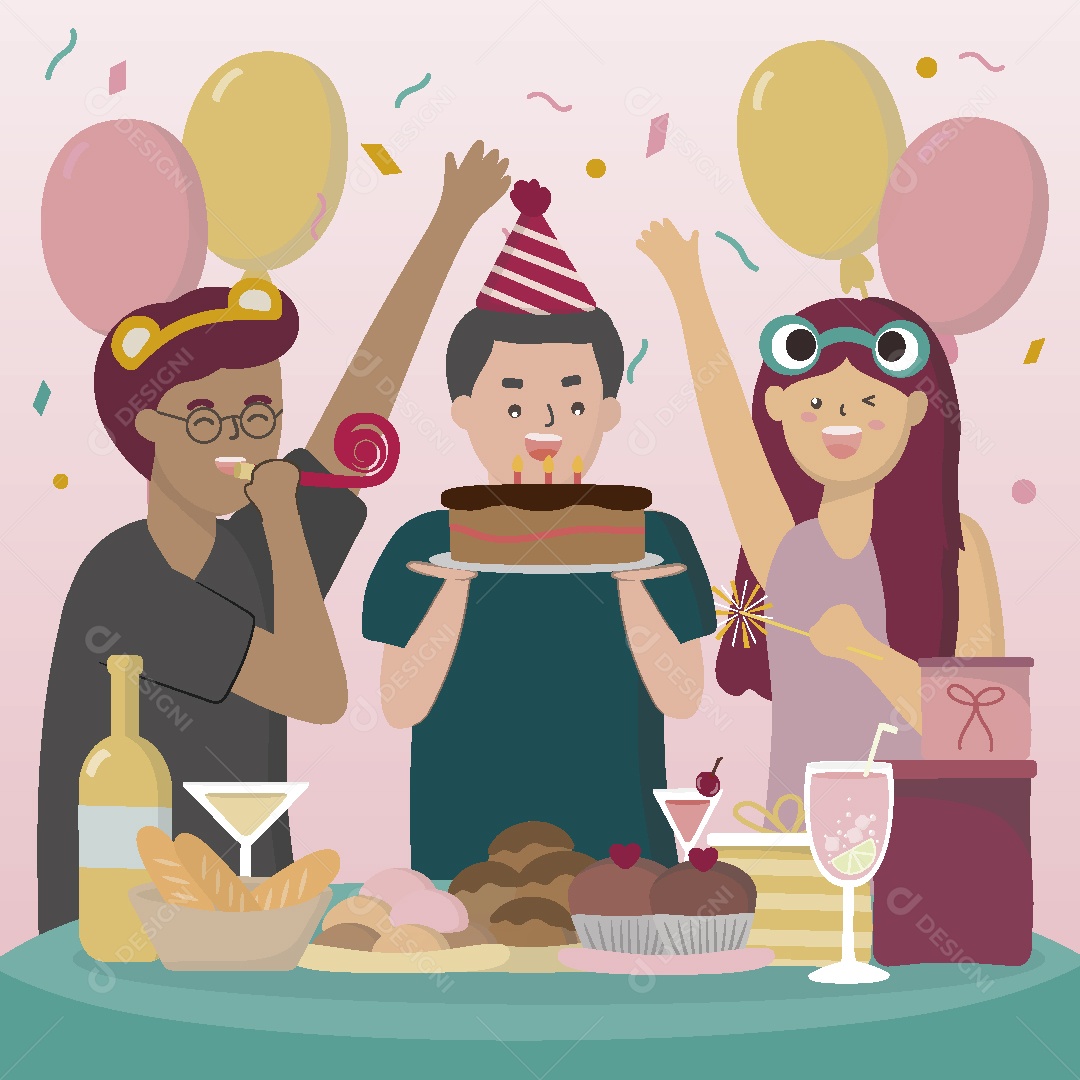 Festa de Aniversario Ilustração Vetor EPS