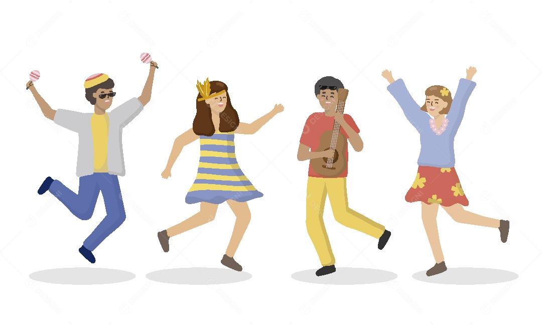 Banda de Musico Cantando e Dançando Ilustração Vetor EPS