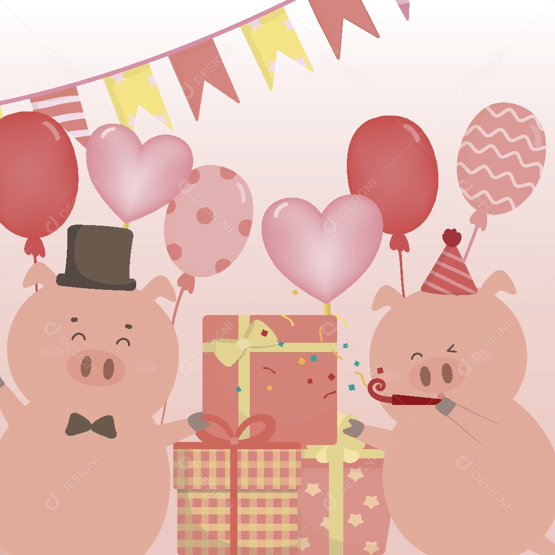 Festa de Aniversario de Animais Ilustração Vetor EPS