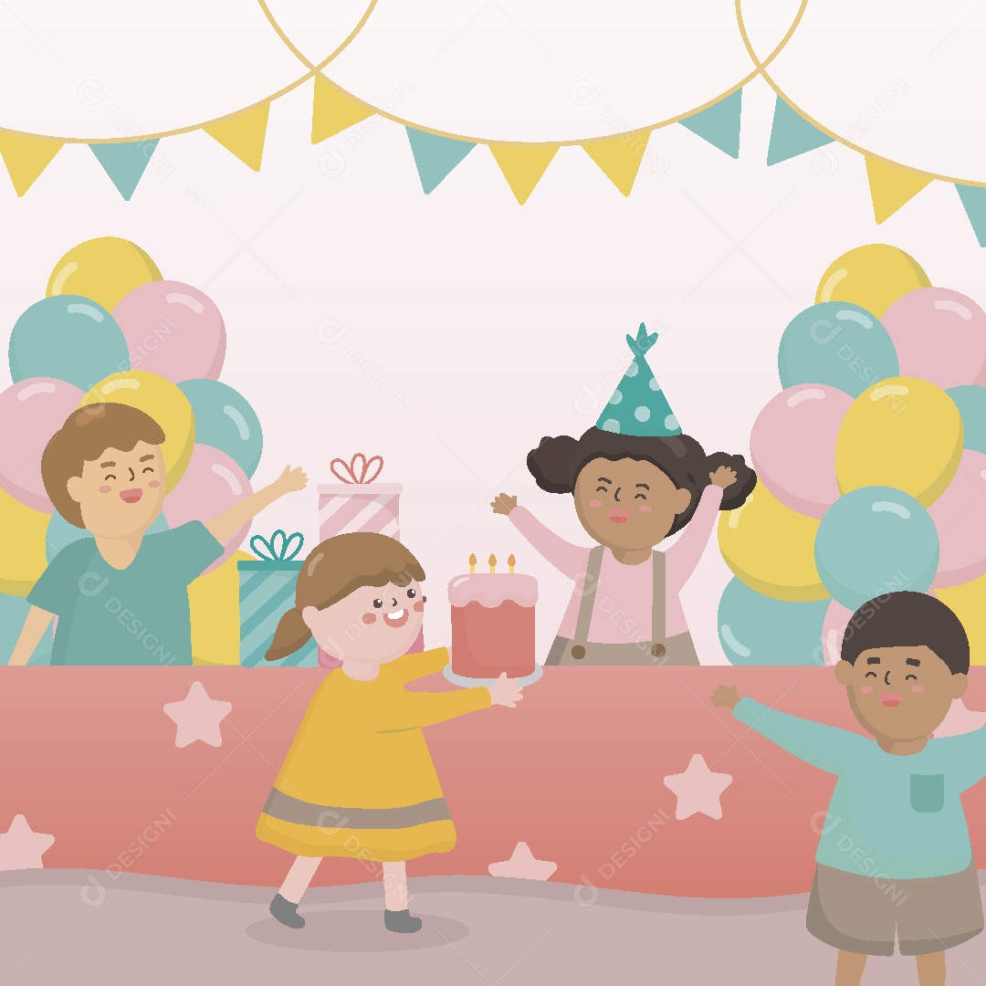 Festa de Aniversario Ilustração Vetor EPS