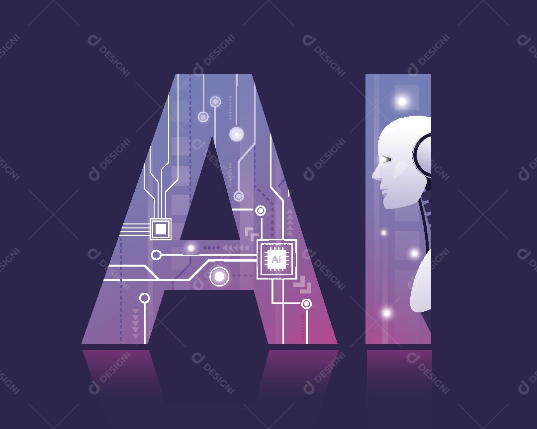 Inteligência Artificial Ilustração Vetor EPS