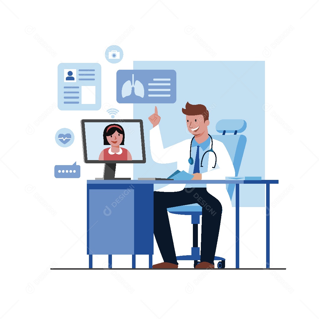 Médico Online Ilustração Vetor EPS