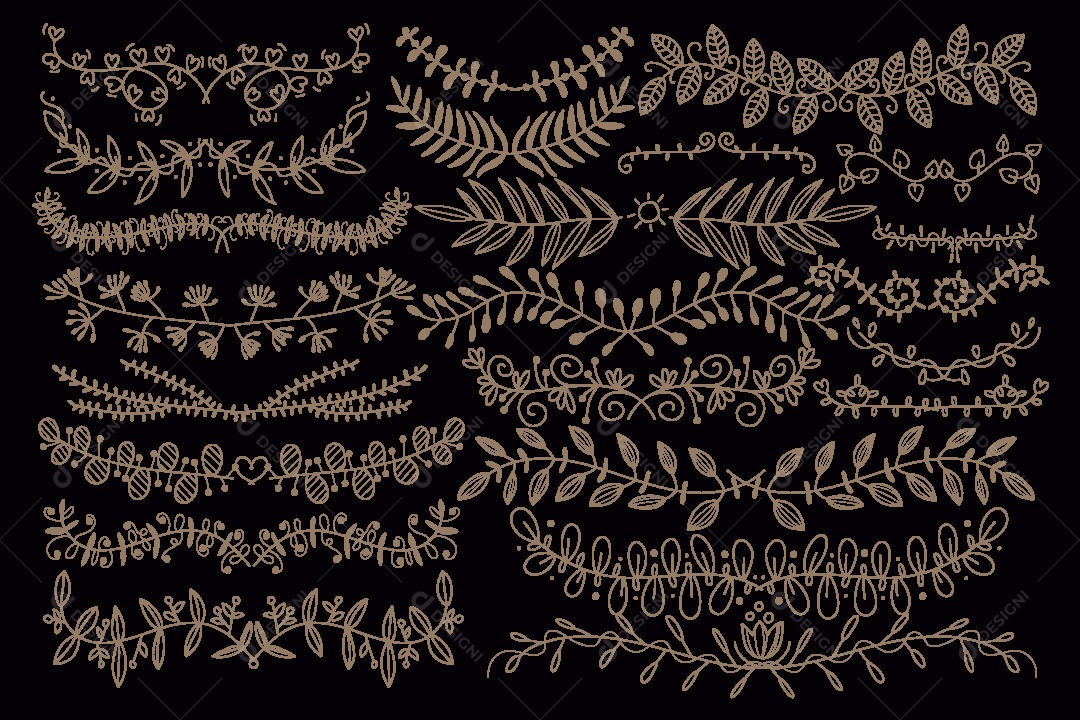 Conjunto de Bordas de Ornamento Decorativo Vetor EPS