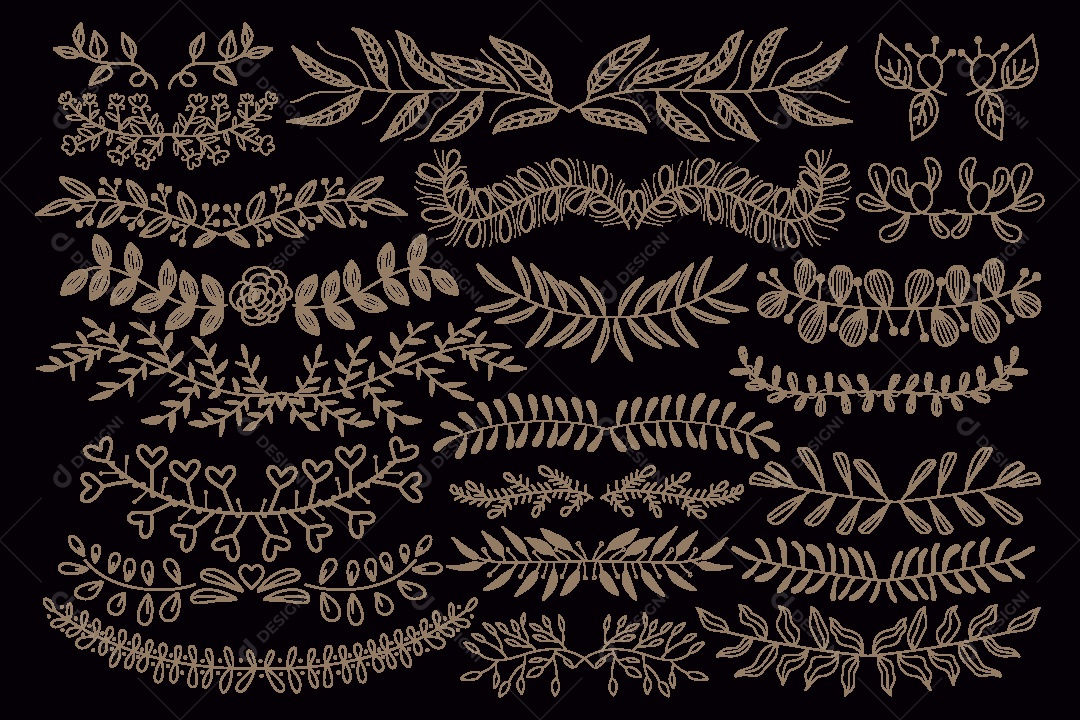 Conjunto de Bordas de Ornamento Decorativo Vetor EPS