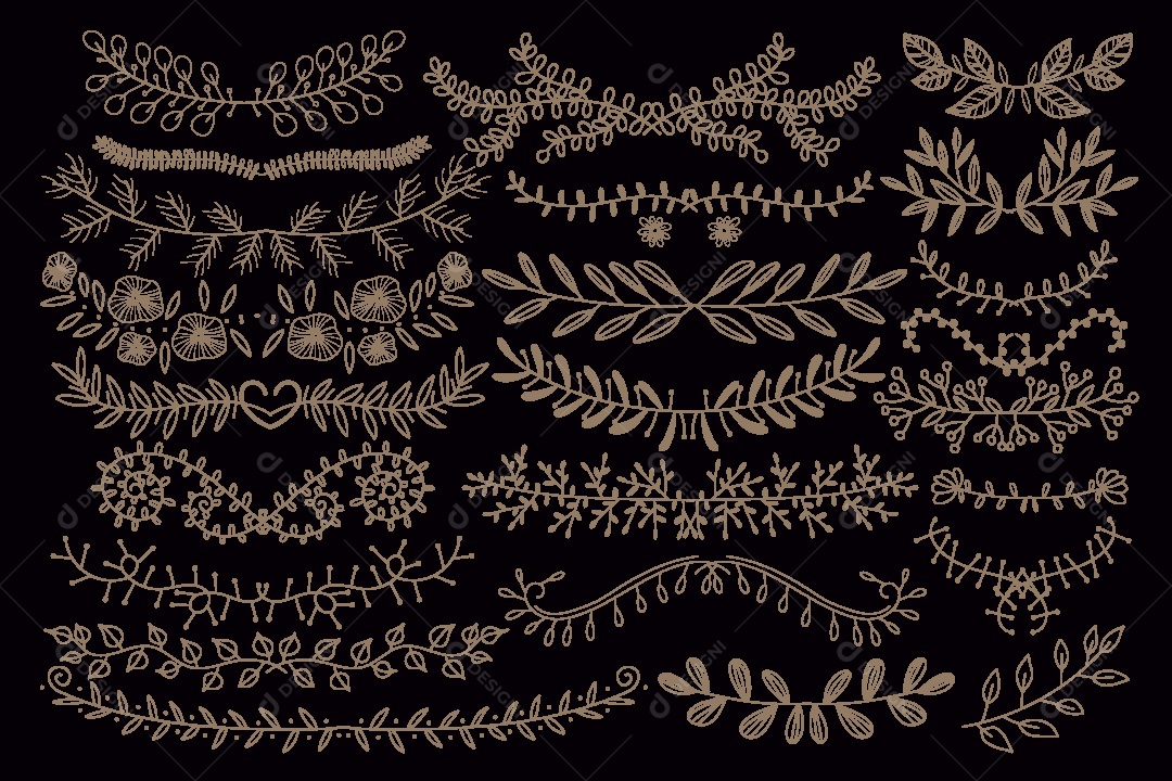 Conjunto de Bordas de Ornamento Decorativo Vetor EPS