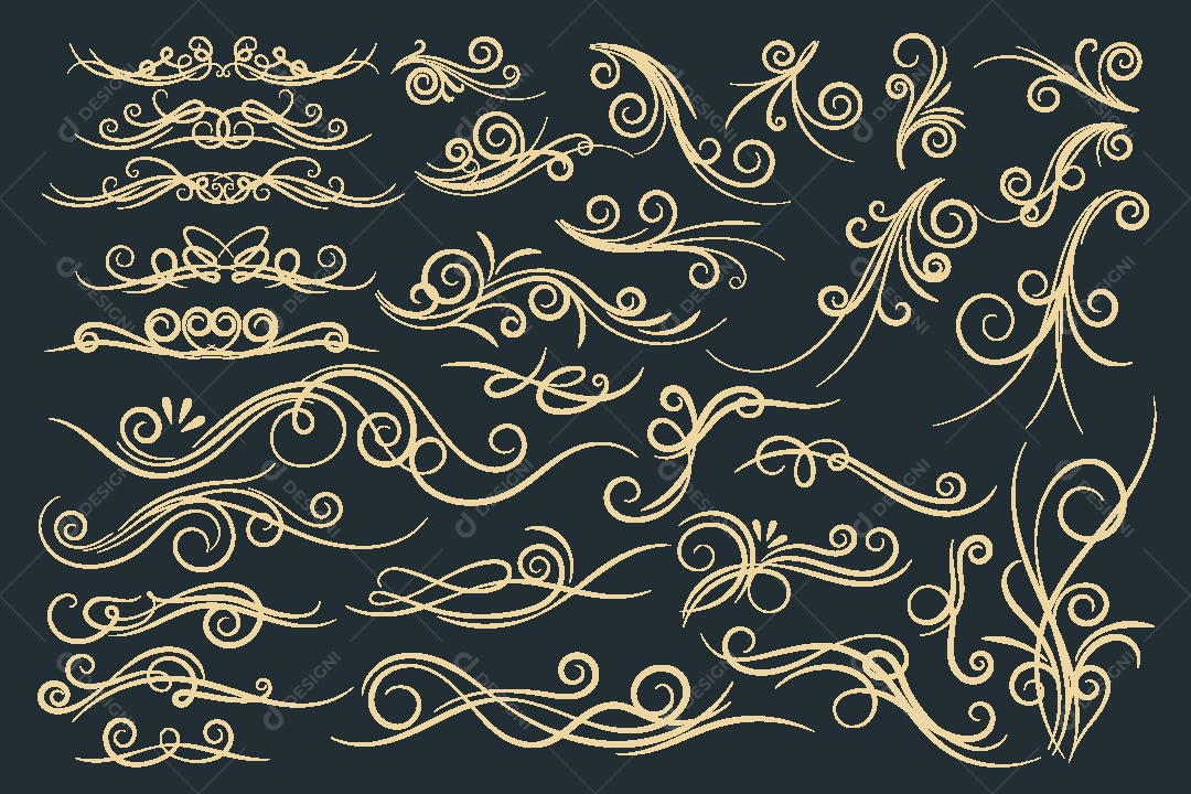 Conjunto de Bordas de Ornamento Decorativo Vetor EPS