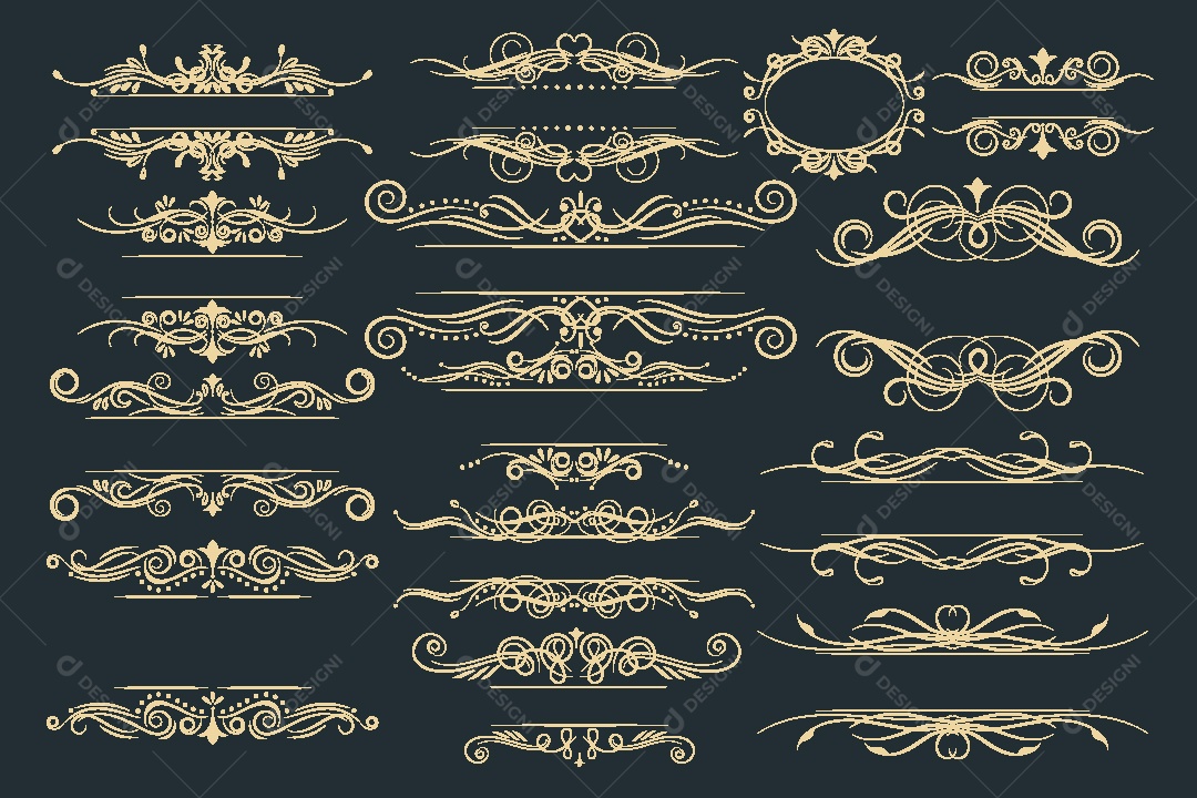 Conjunto de Bordas de Ornamento Decorativo Vetor EPS