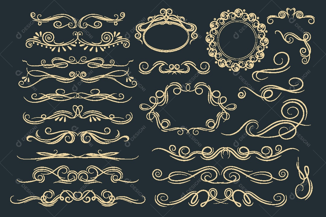 Conjunto de Bordas de Ornamento Decorativo Vetor EPS