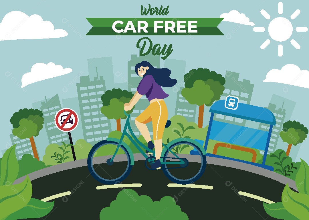 Dia Mundial Sem Carro Ilustração Vetor EPS