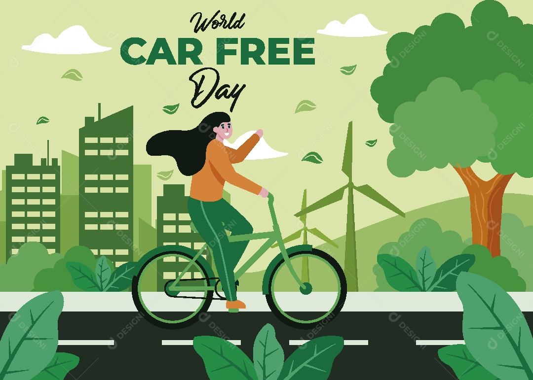 Dia Mundial Sem Carro Ilustração Vetor EPS