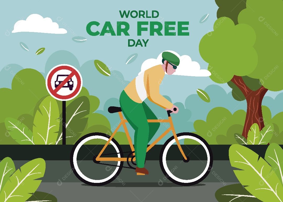 Dia Mundial Sem Carro Ilustração Vetor EPS