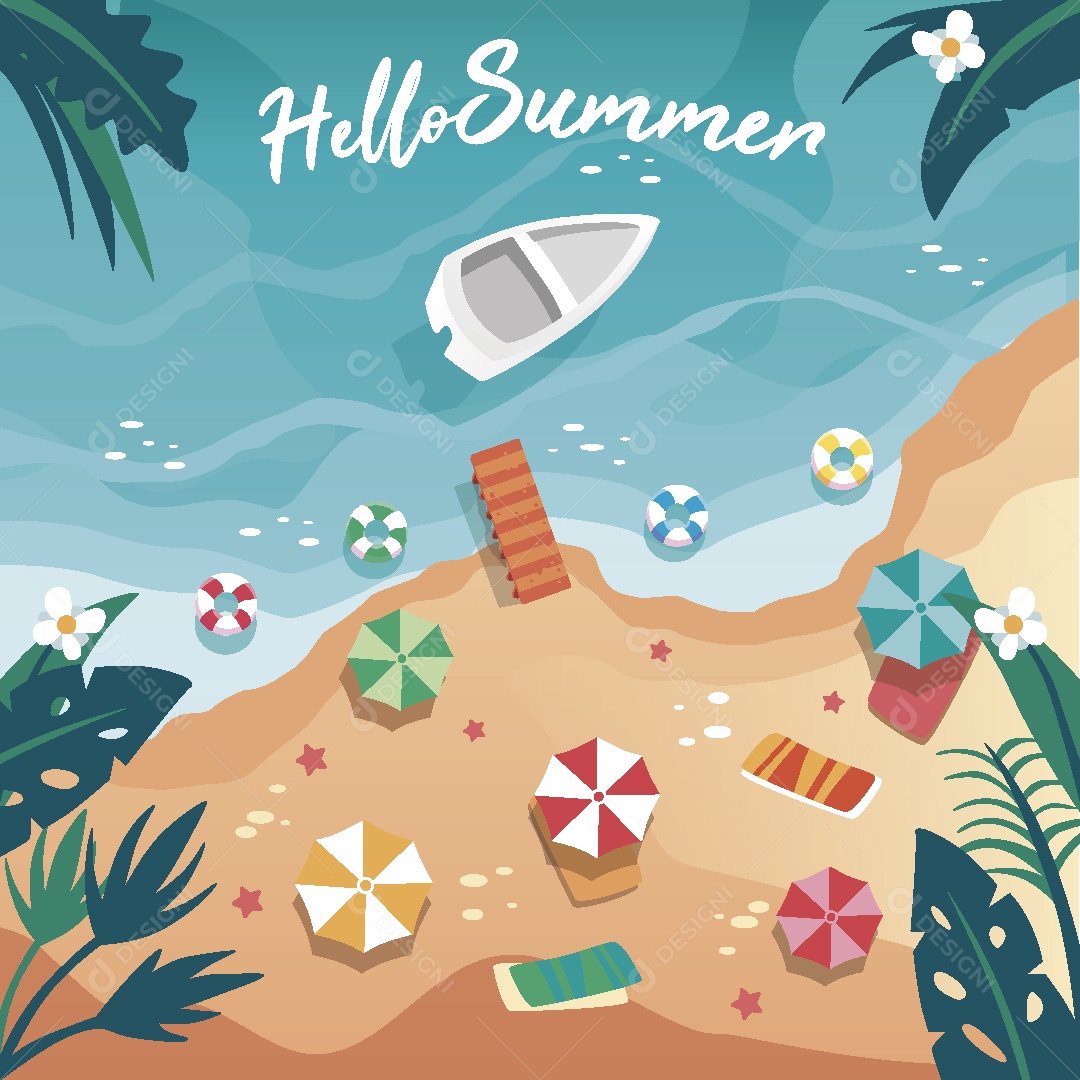 Olá Verão Ilustração Vetor EPS