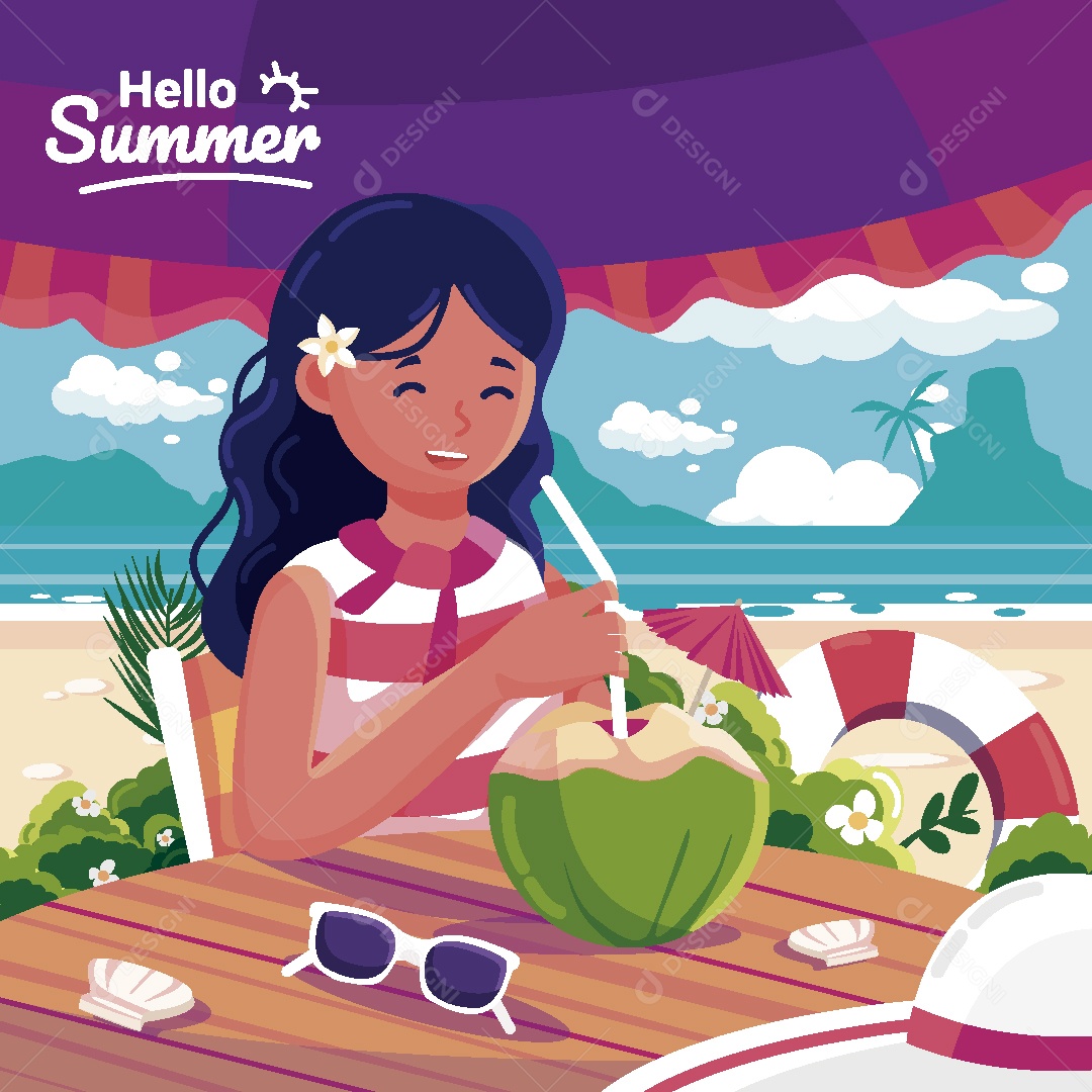 Olá Verão Ilustração Vetor EPS