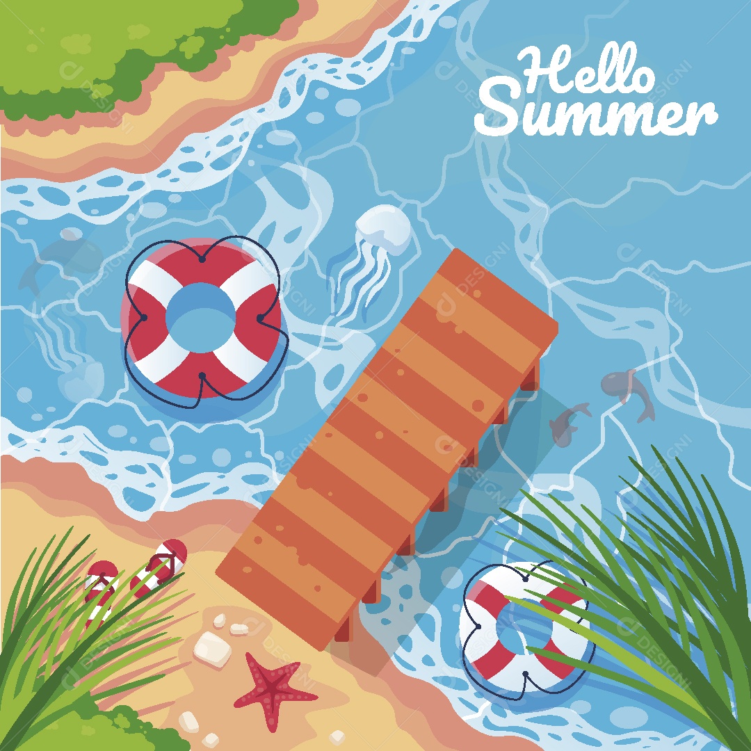 Olá Verão Ilustração Vetor EPS