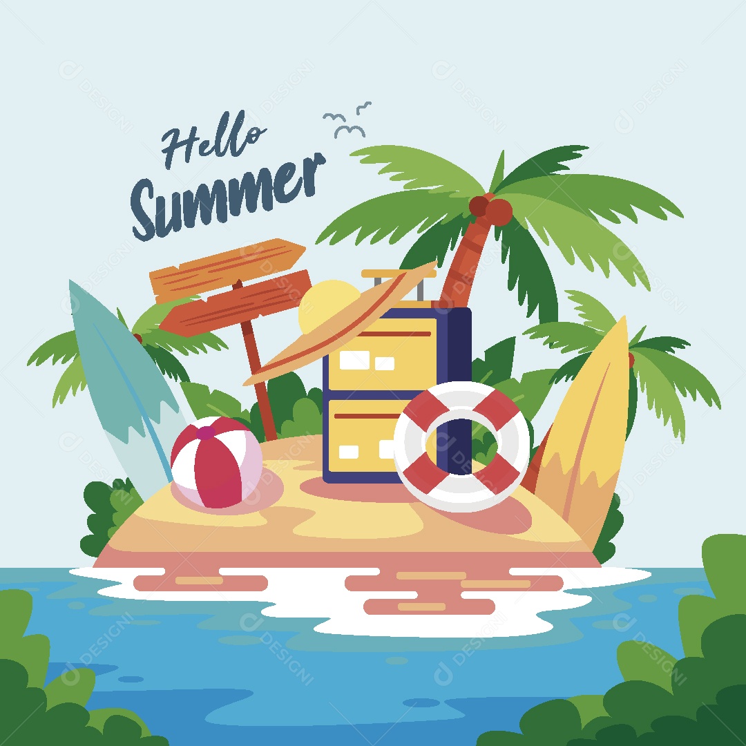 Olá Verão Ilustração Vetor EPS